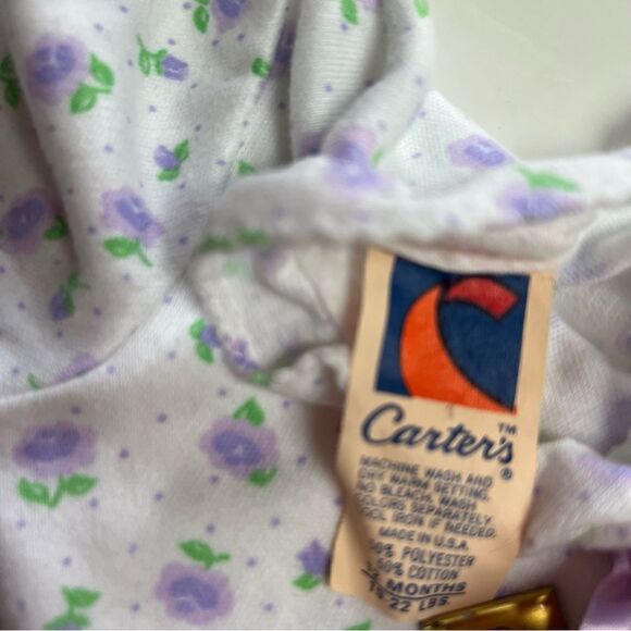 TWO Vintage 1960s 1970s Carters Pleated Ruffle Mock Neck Floral Blouses - Picture 6 of 15